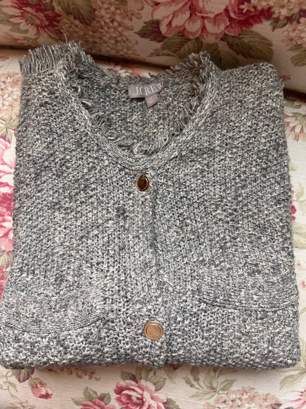 J. Crew heathered 🩶 short sleeved lady cardi/XL